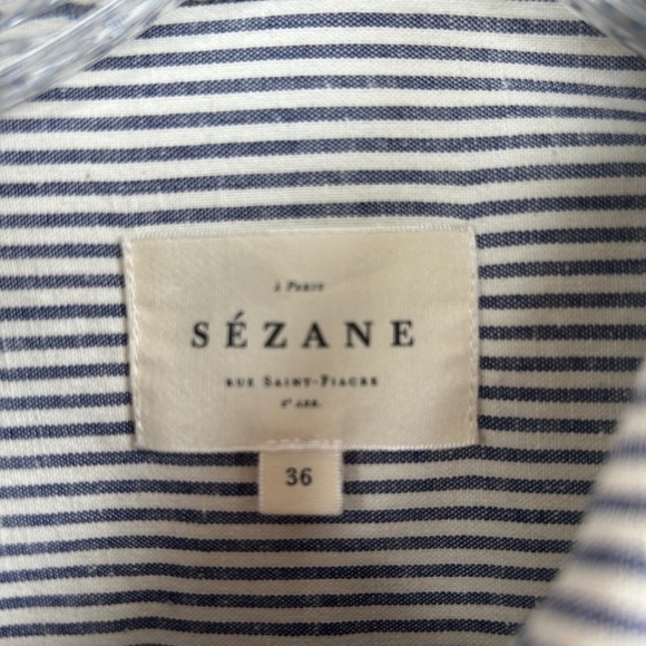 Sézane Tomboy Shirt in blue and ecru stripe - Picture 6 of 7